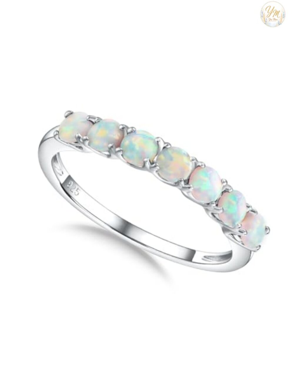 925 Sterling Silver Birthstone Ring Half Eternity CZ Stackable